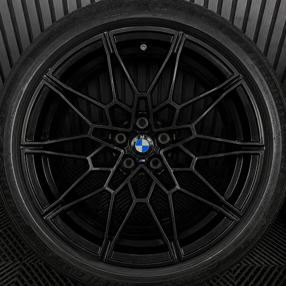 BMW M 20in — stripped and powder coated gloss black